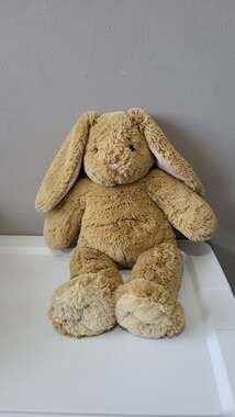 Build-A-Bear Workshop Tan Swirl Bunny Plush with Pink Ears and White Tail
